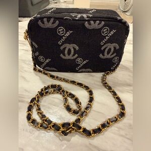 Chanel GWP/VIP Black DENIM and Gold Crossbody Bag